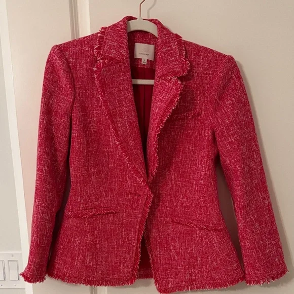 Cinq à Sept Vibrant Red Tweed Blazer - Picture 1 of 4